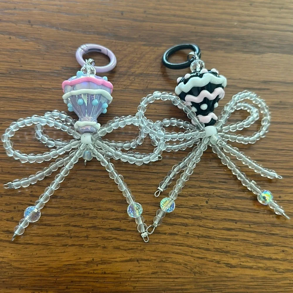 Beaded charm keychain